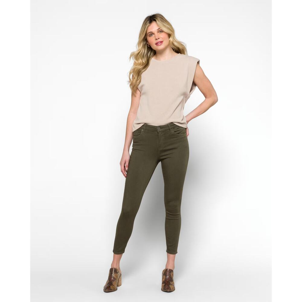 Kut From The Kloth High Rise Ankle Skinny Pants Olive Green Size 12